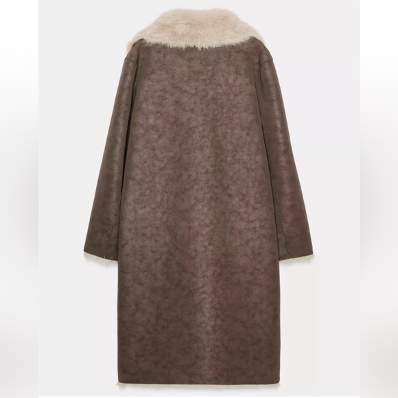 New ZARA Reversable Faux Fur Double-Faced Coat - Picture 15 of 16